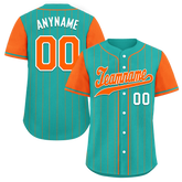 Custom Cyan Orange Stripe Fashion Personalized Authentic Baseball Jersey BSBJ01-D017233